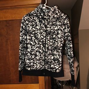 Lululemon Black and White print fleece zip up